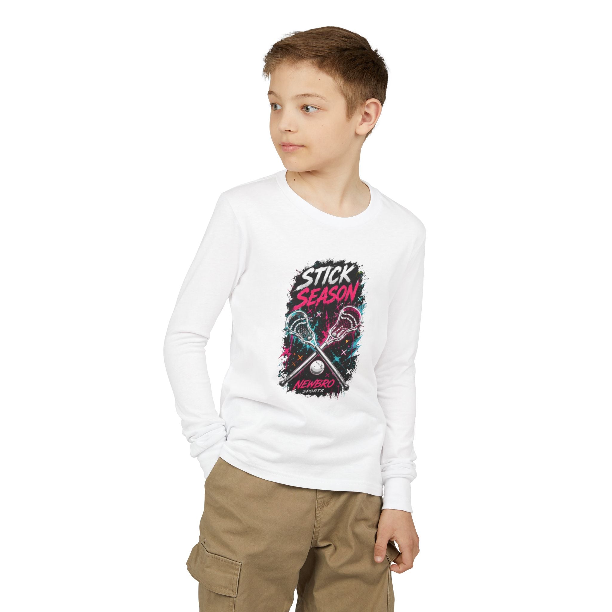 Stick Season Youth Long Sleeve Tee - Lacrosse Graphic "No Mercy"