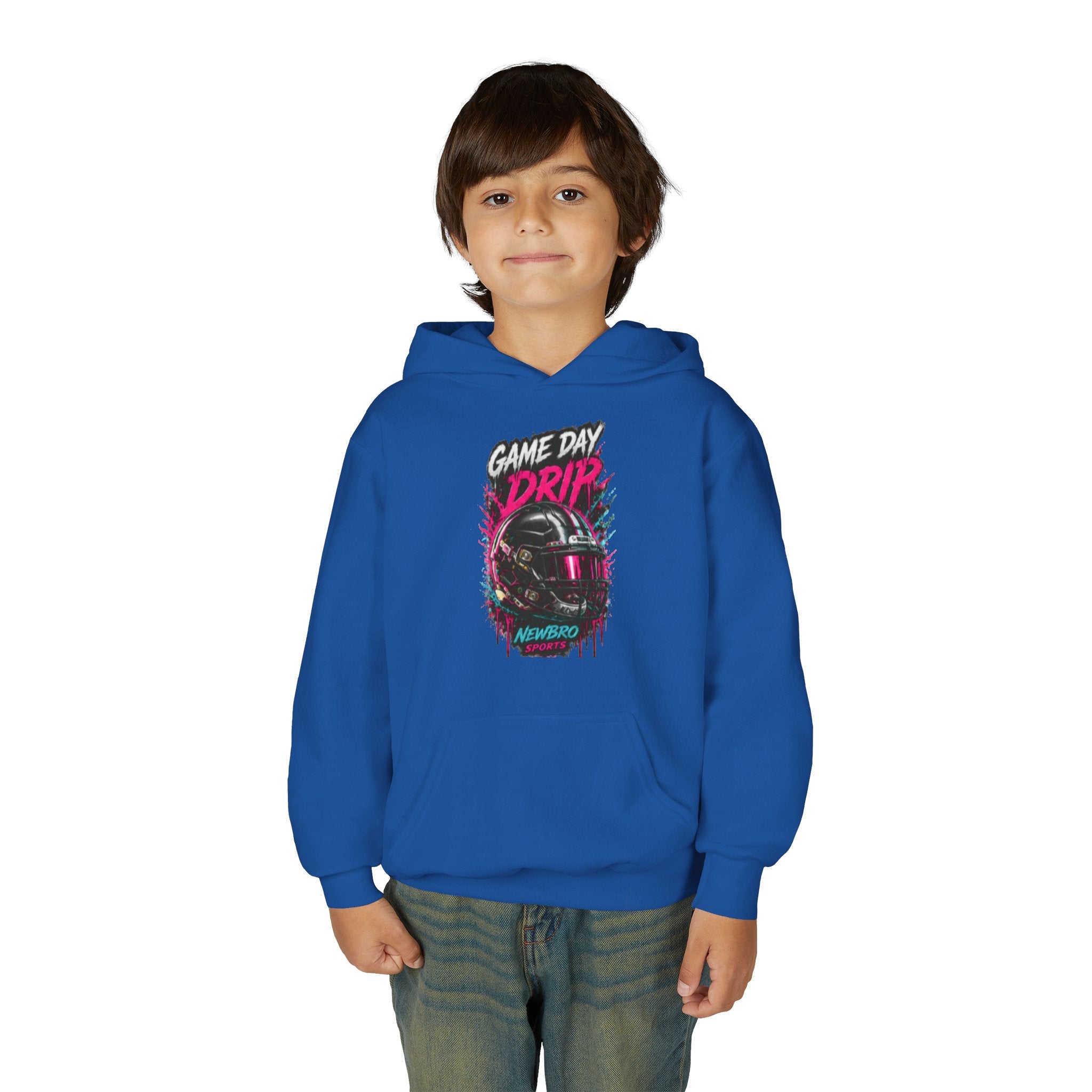Youth Football Hoodie "Game Day Drip" — Retro Helmet Graphic