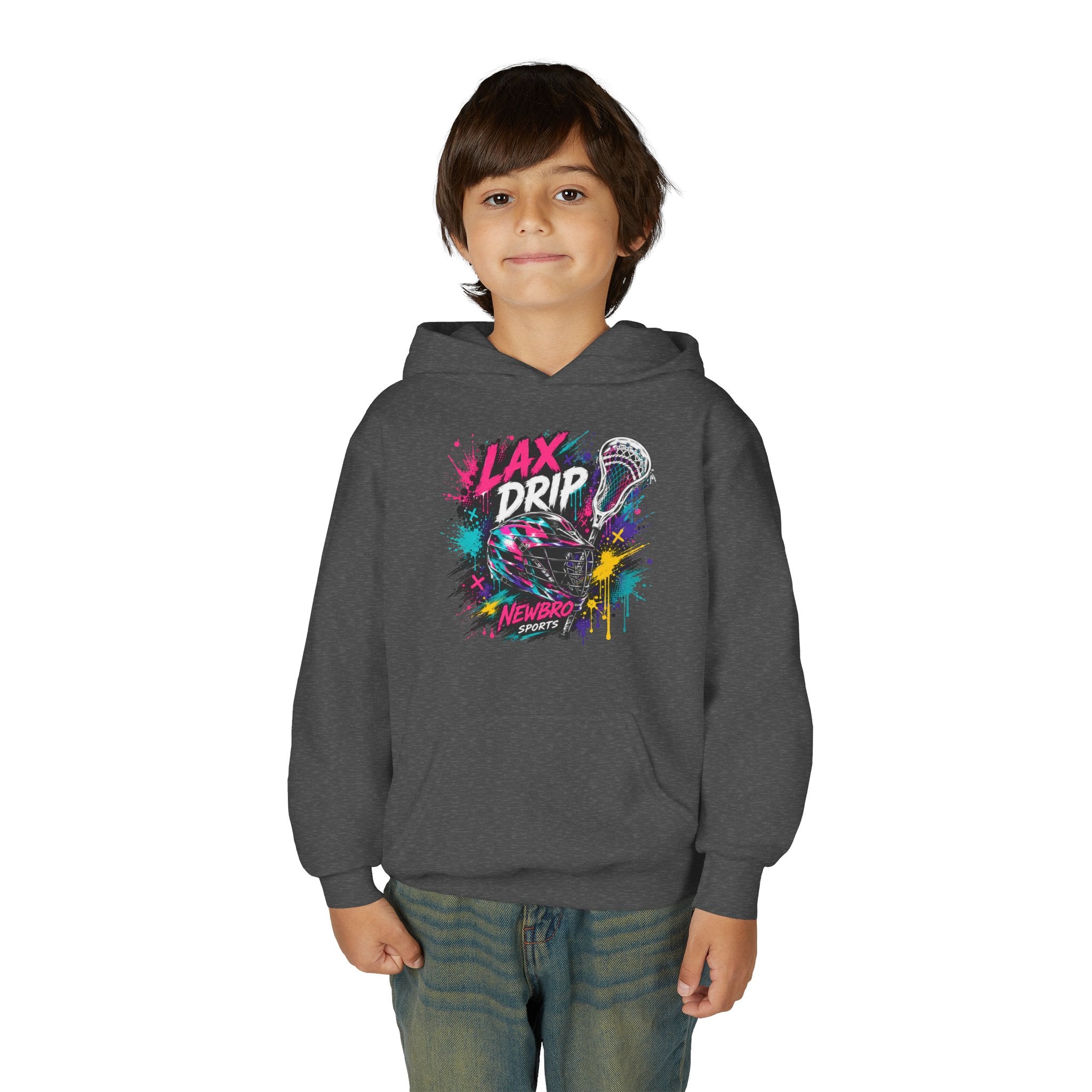 LAX DRIP Youth Lacrosse Hoodie — Neon Splash Graphic Sweatshirt
