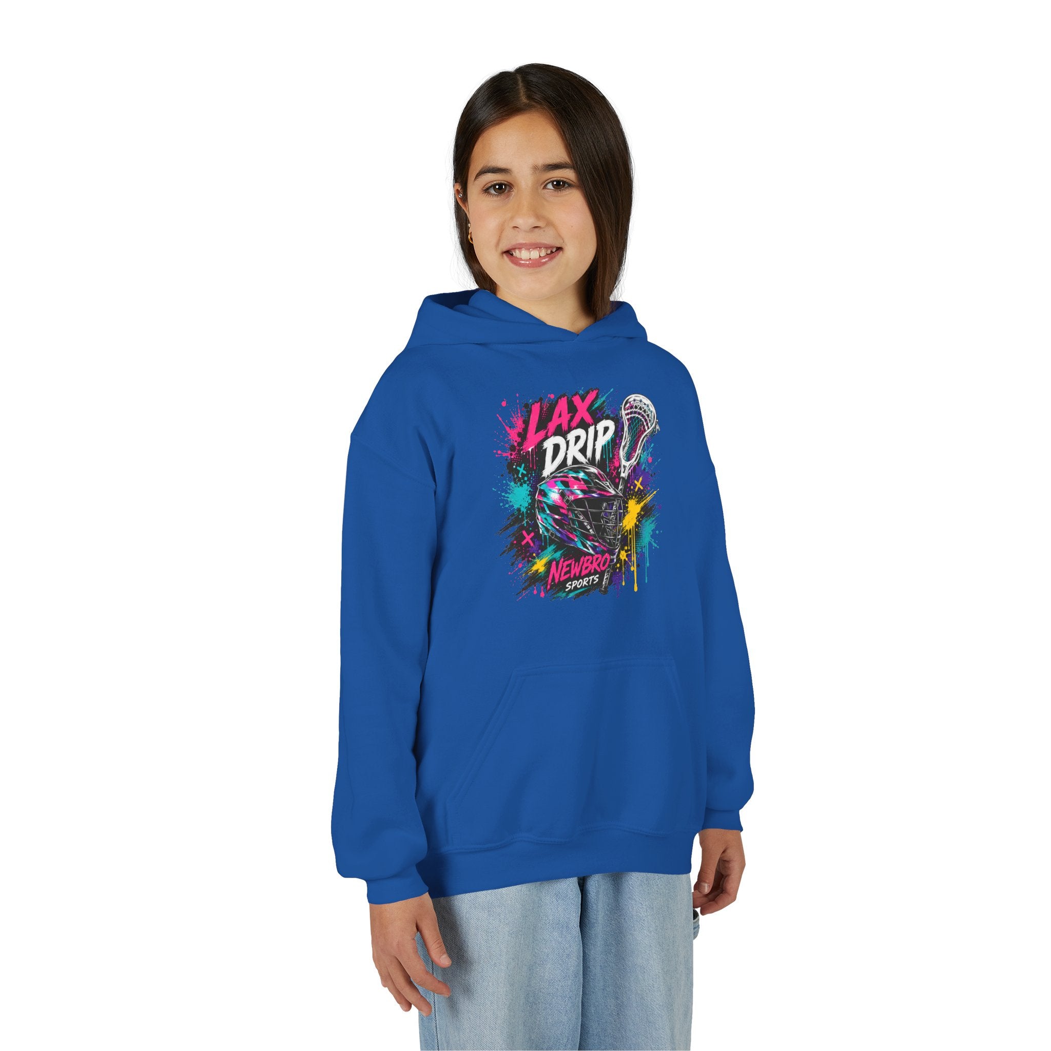 LAX DRIP Youth Lacrosse Hoodie — Neon Splash Graphic Sweatshirt