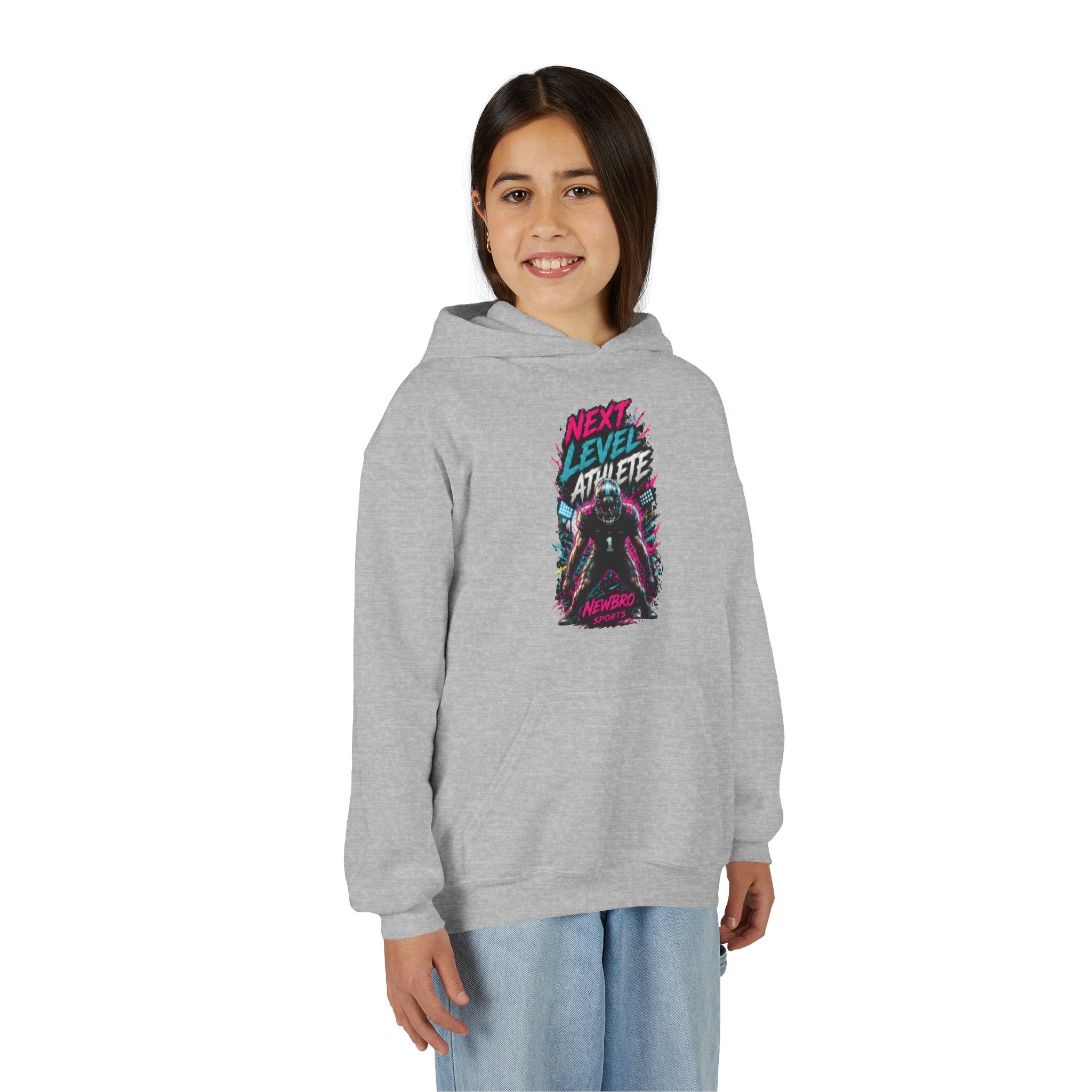 Youth Hoodie — "Next Level Athlete" Retro Neon Sports Sweatshirt