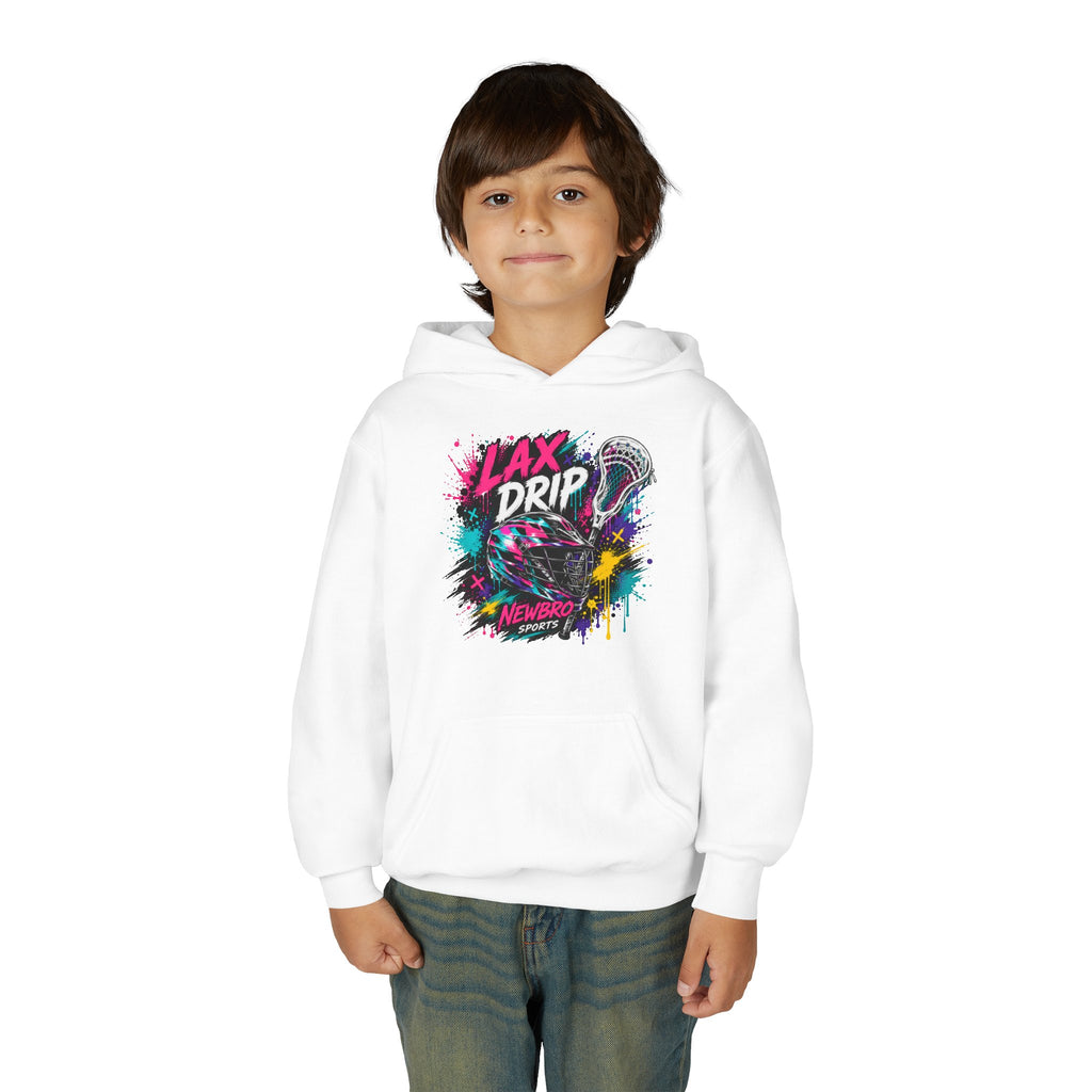 LAX DRIP Youth Lacrosse Hoodie — Neon Splash Graphic Sweatshirt