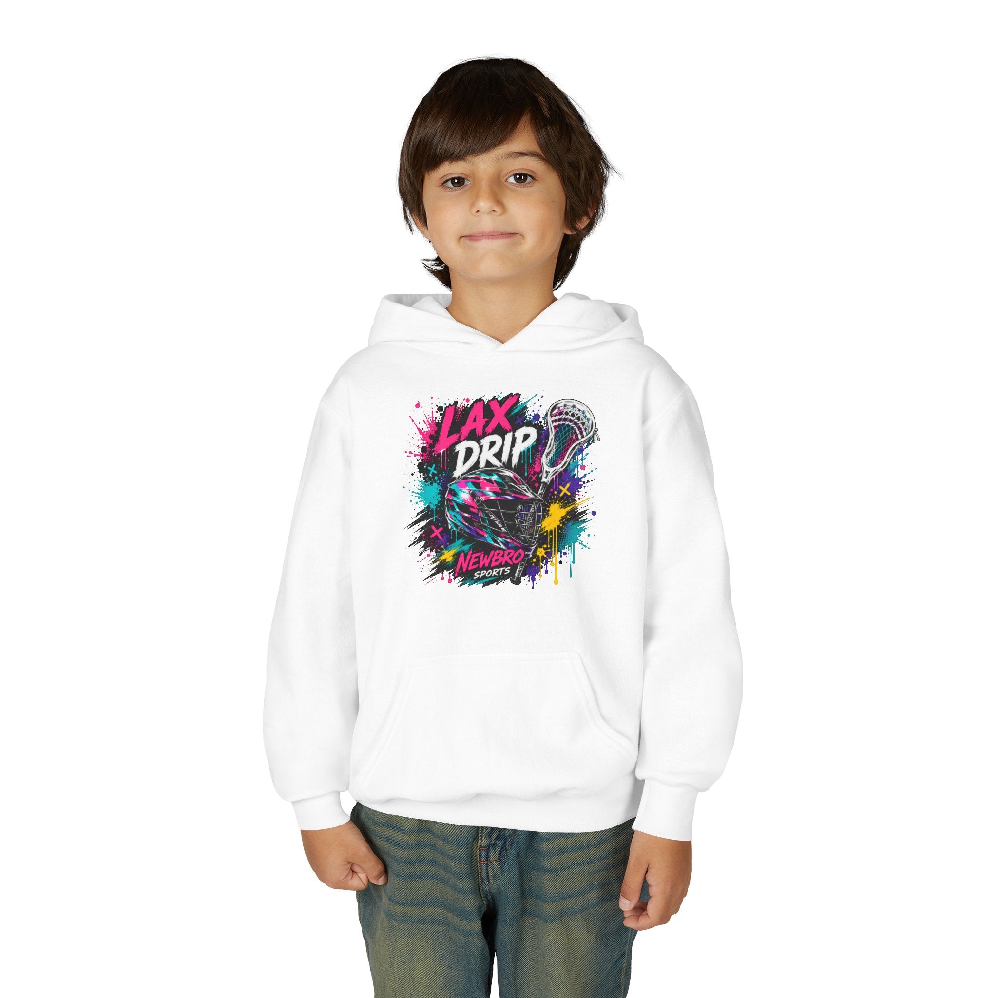 LAX DRIP Youth Lacrosse Hoodie — Neon Splash Graphic Sweatshirt