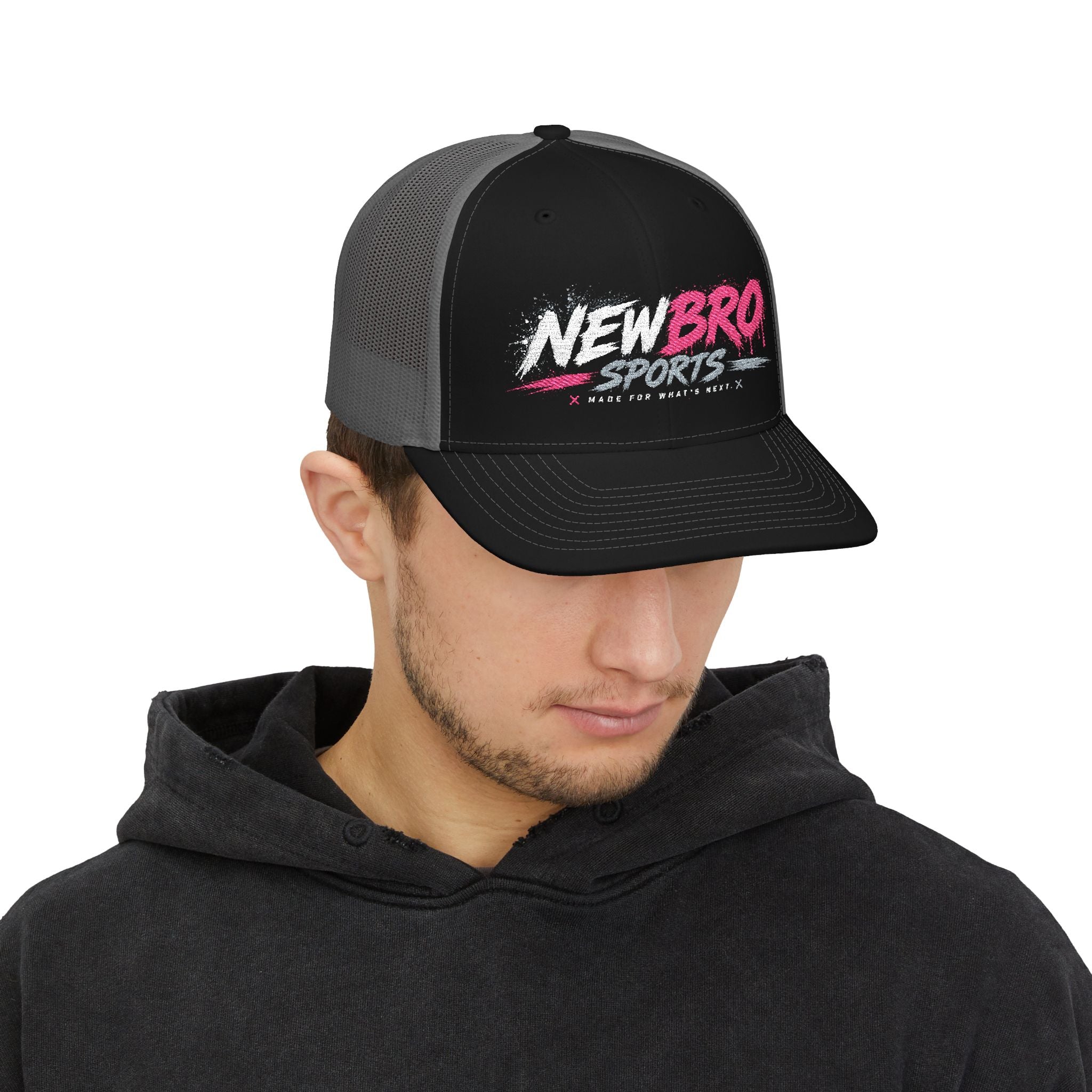 Snapback Trucker Cap — "New Bro Sports" Retro Paint-Style Logo