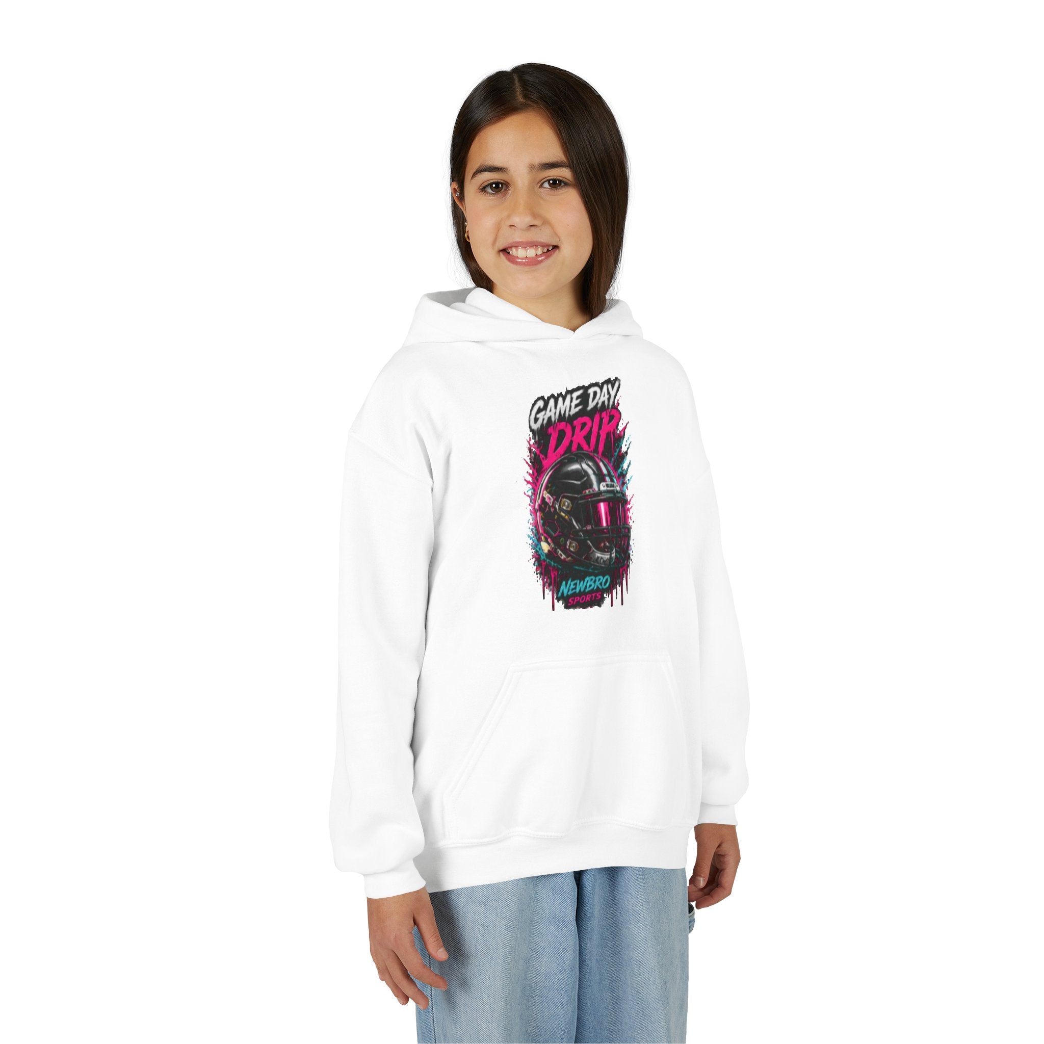 Youth Football Hoodie "Game Day Drip" — Retro Helmet Graphic