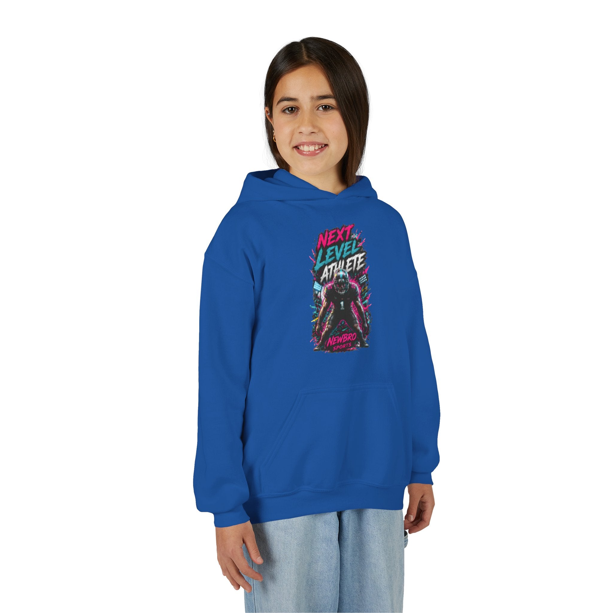 Youth Hoodie — "Next Level Athlete" Retro Neon Sports Sweatshirt