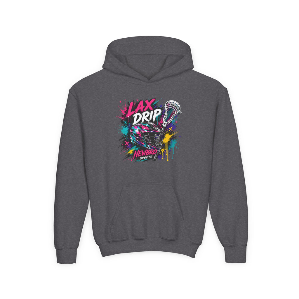 LAX DRIP Youth Lacrosse Hoodie — Neon Splash Graphic Sweatshirt