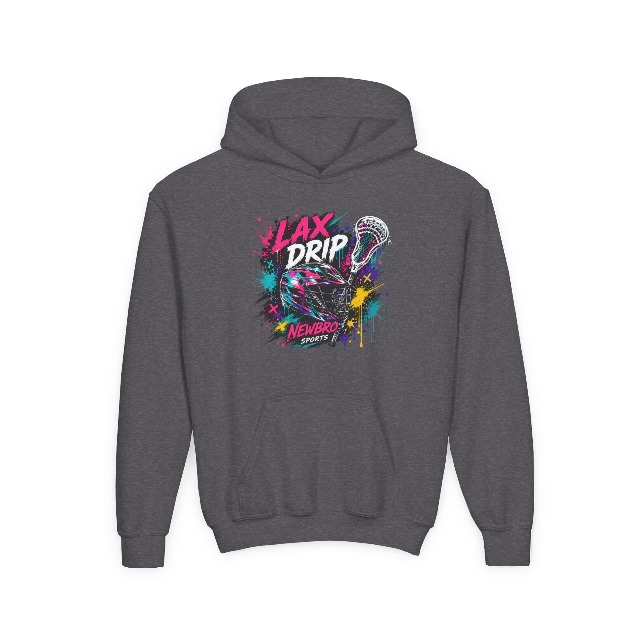 LAX DRIP Youth Lacrosse Hoodie — Neon Splash Graphic Sweatshirt