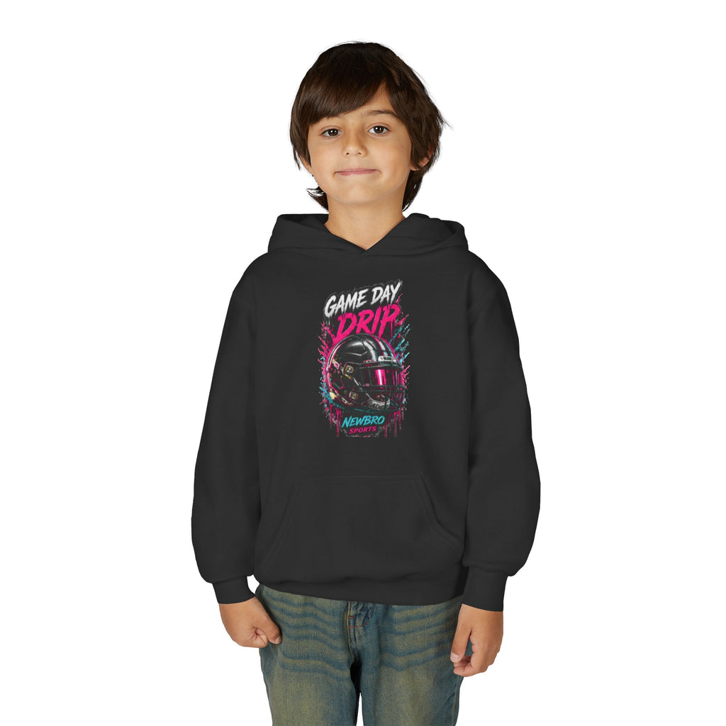 Youth Football Hoodie "Game Day Drip" — Retro Helmet Graphic