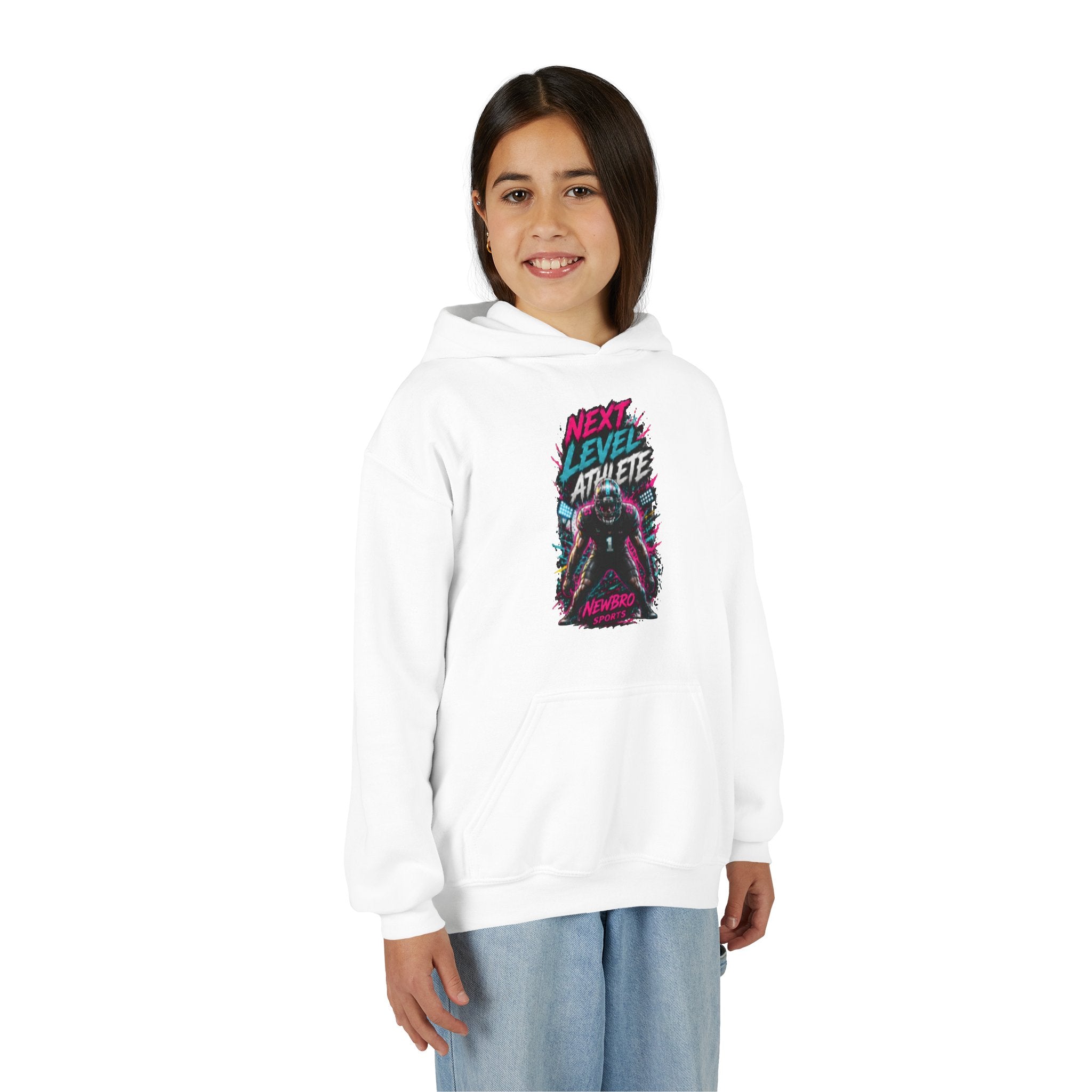 Youth Hoodie — "Next Level Athlete" Retro Neon Sports Sweatshirt