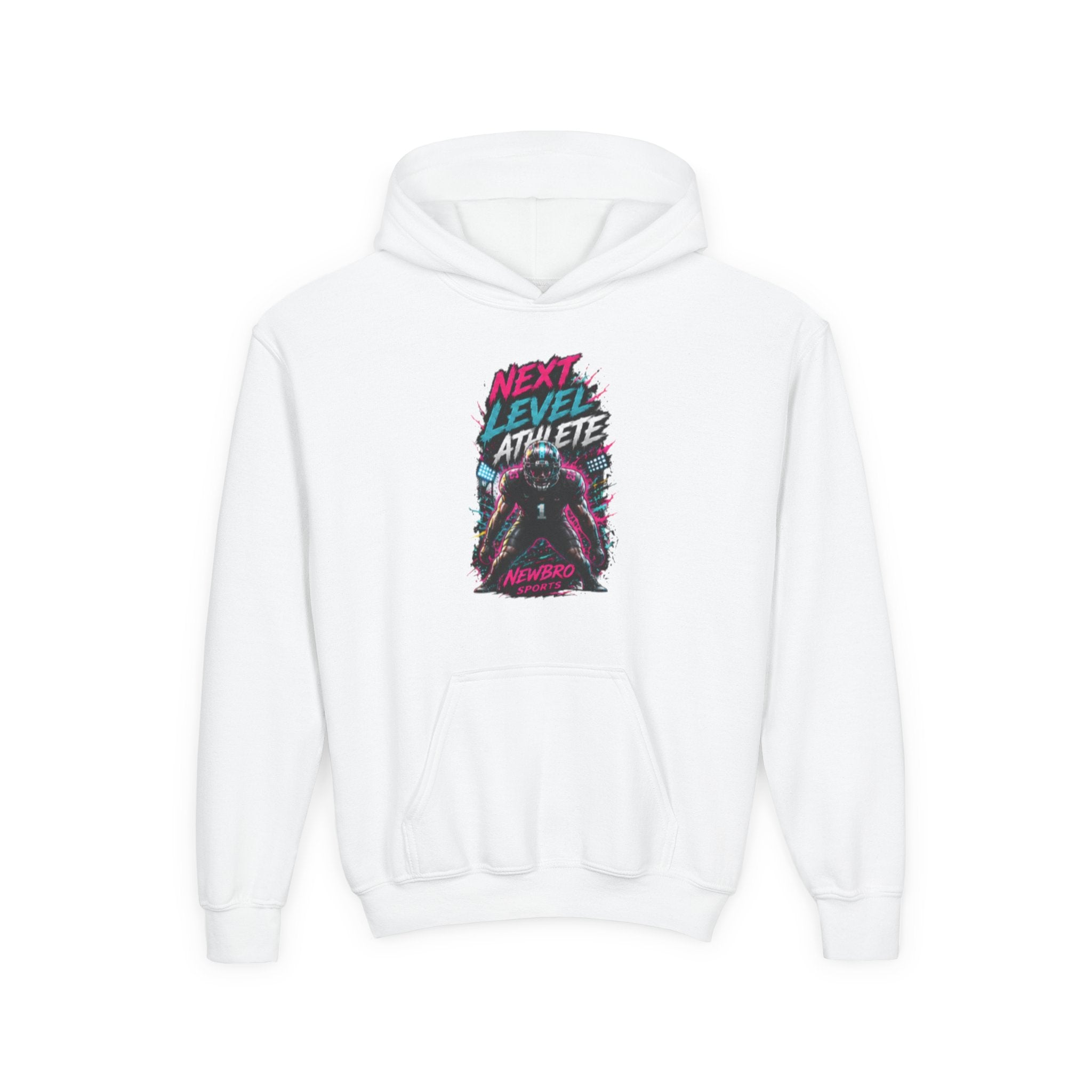 Youth Hoodie — "Next Level Athlete" Retro Neon Sports Sweatshirt