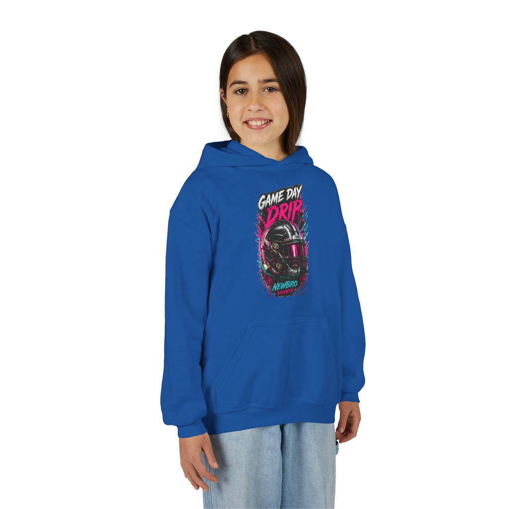 Youth Football Hoodie "Game Day Drip" — Retro Helmet Graphic