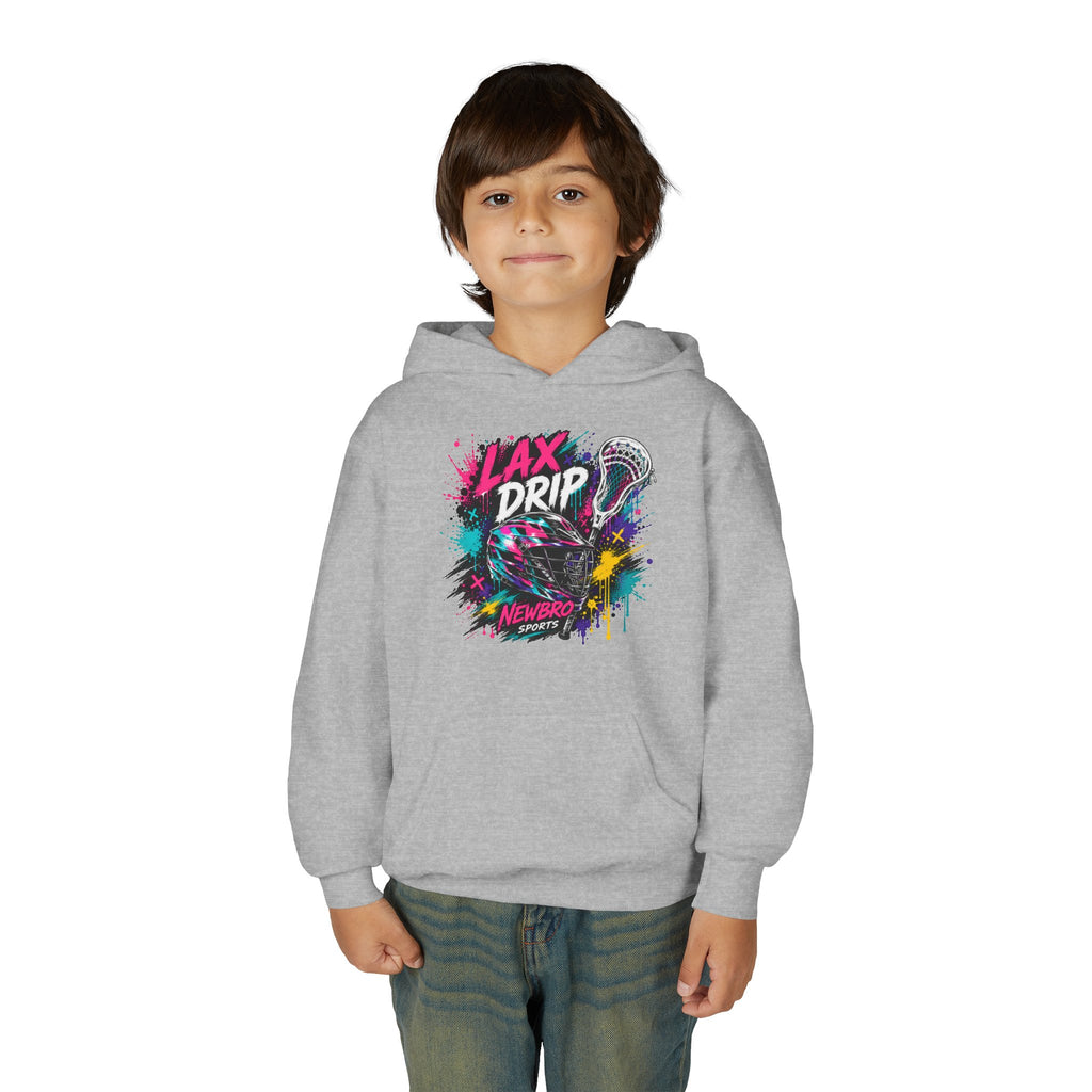 LAX DRIP Youth Lacrosse Hoodie — Neon Splash Graphic Sweatshirt