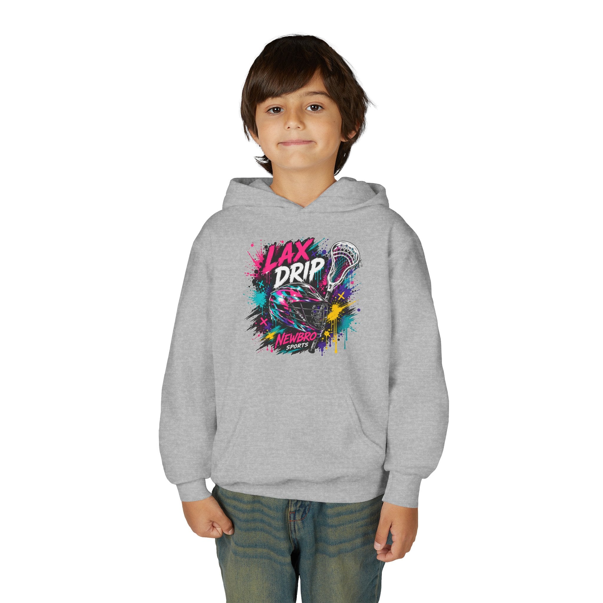 LAX DRIP Youth Lacrosse Hoodie — Neon Splash Graphic Sweatshirt
