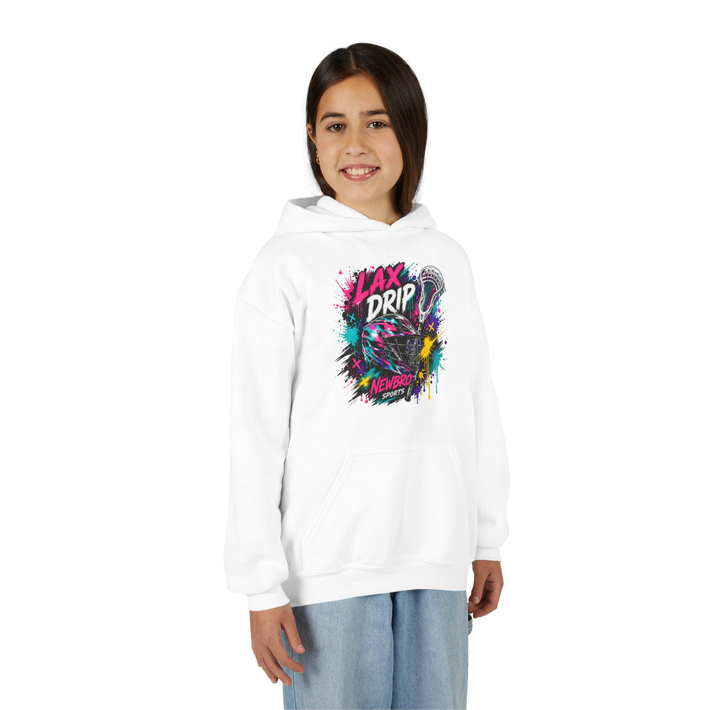 LAX DRIP Youth Lacrosse Hoodie — Neon Splash Graphic Sweatshirt