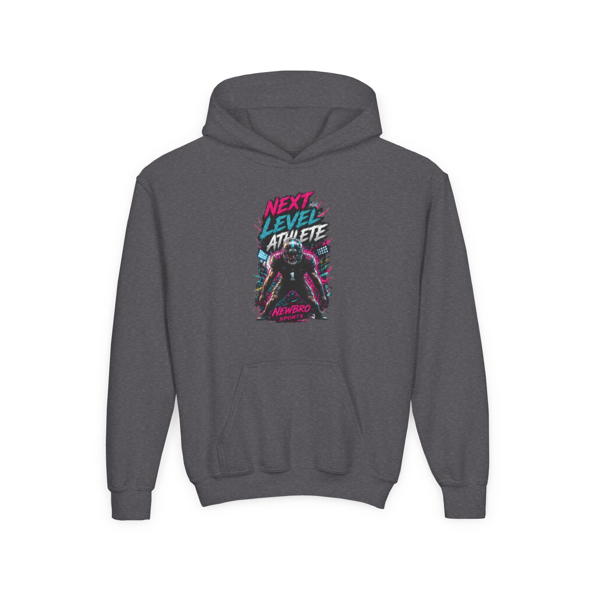 Youth Hoodie — "Next Level Athlete" Retro Neon Sports Sweatshirt