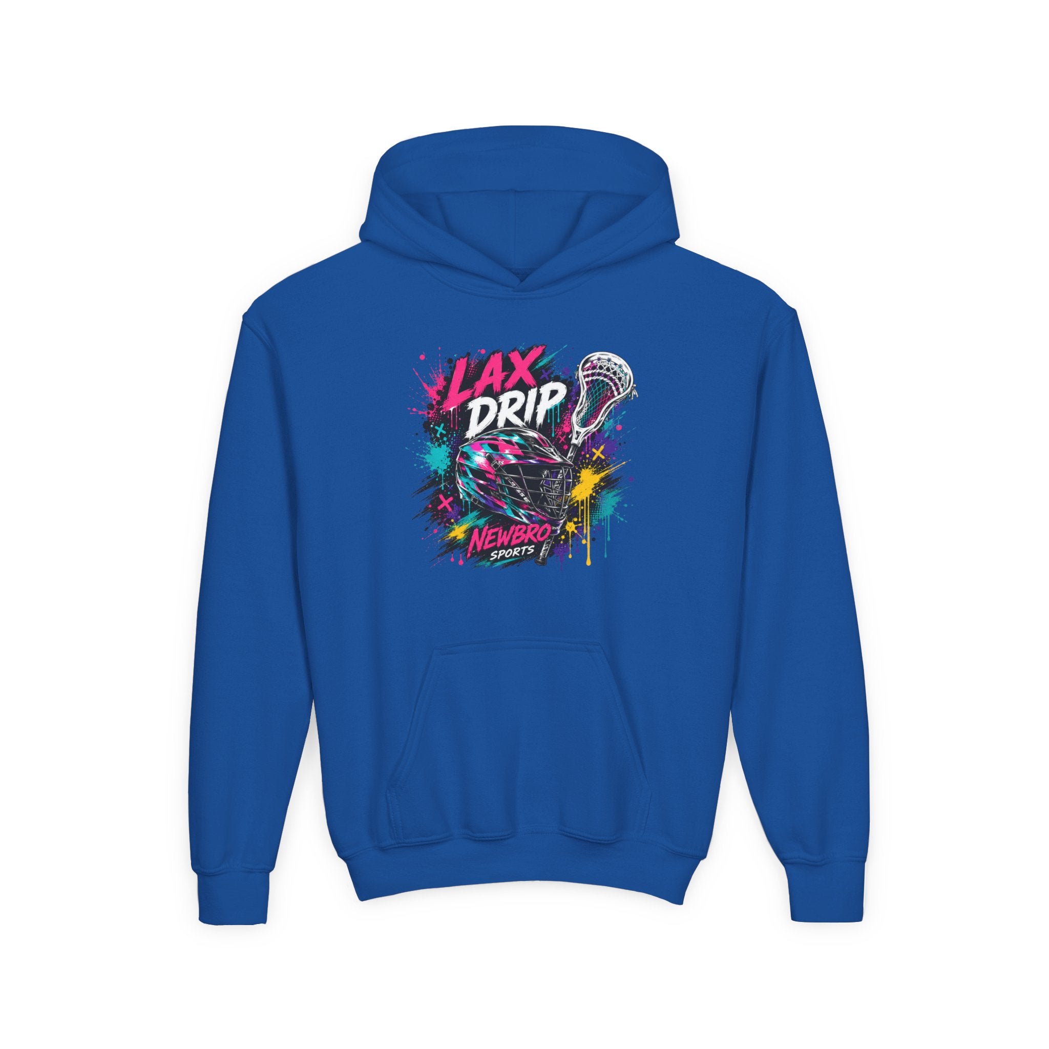 LAX DRIP Youth Lacrosse Hoodie — Neon Splash Graphic Sweatshirt