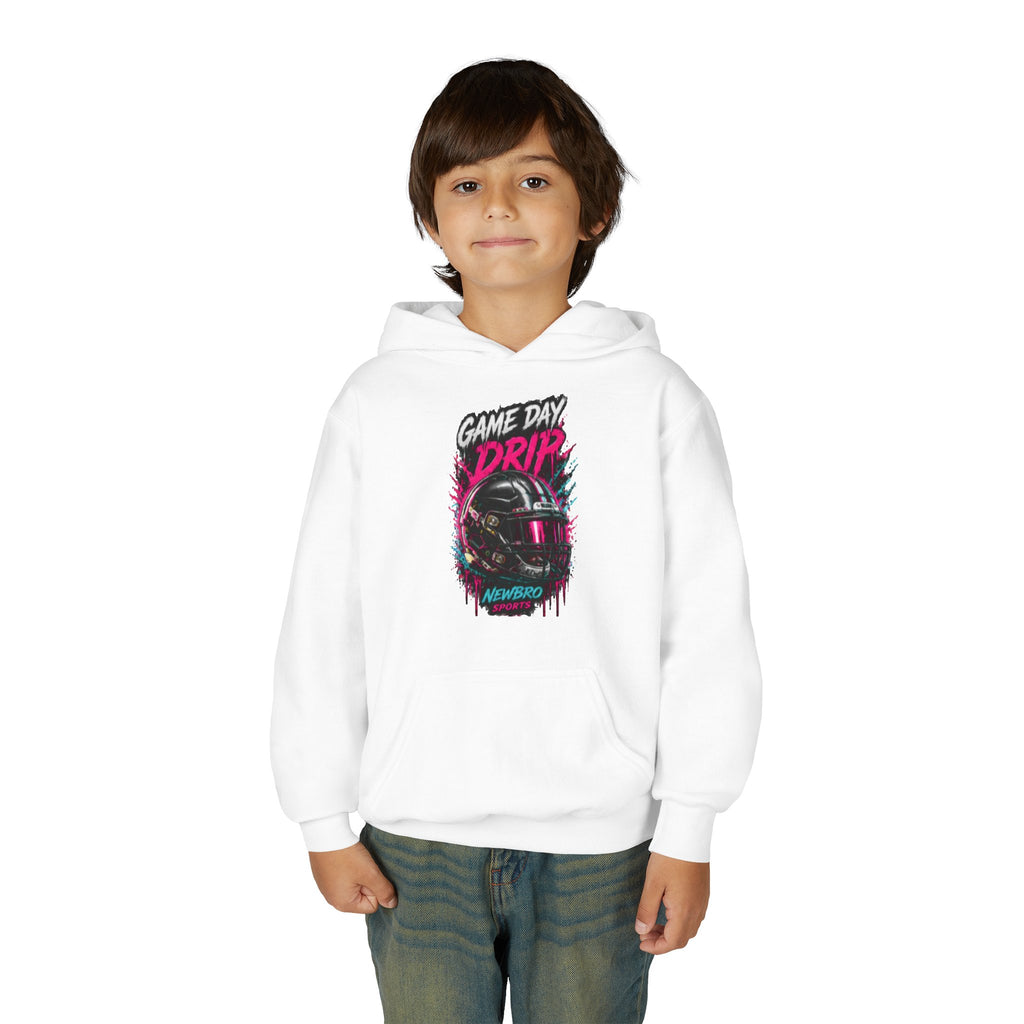 Youth Football Hoodie "Game Day Drip" — Retro Helmet Graphic