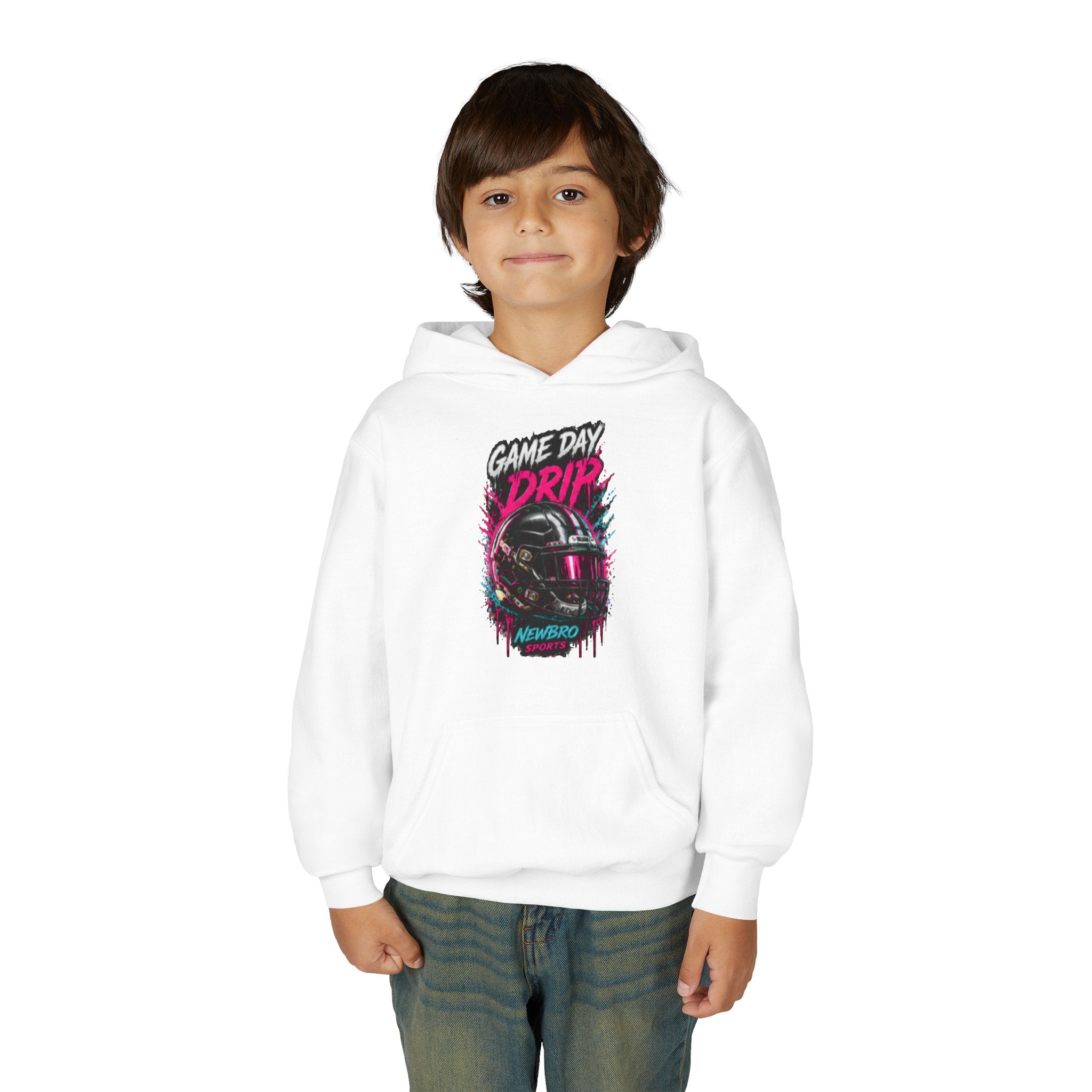 Youth Football Hoodie "Game Day Drip" — Retro Helmet Graphic