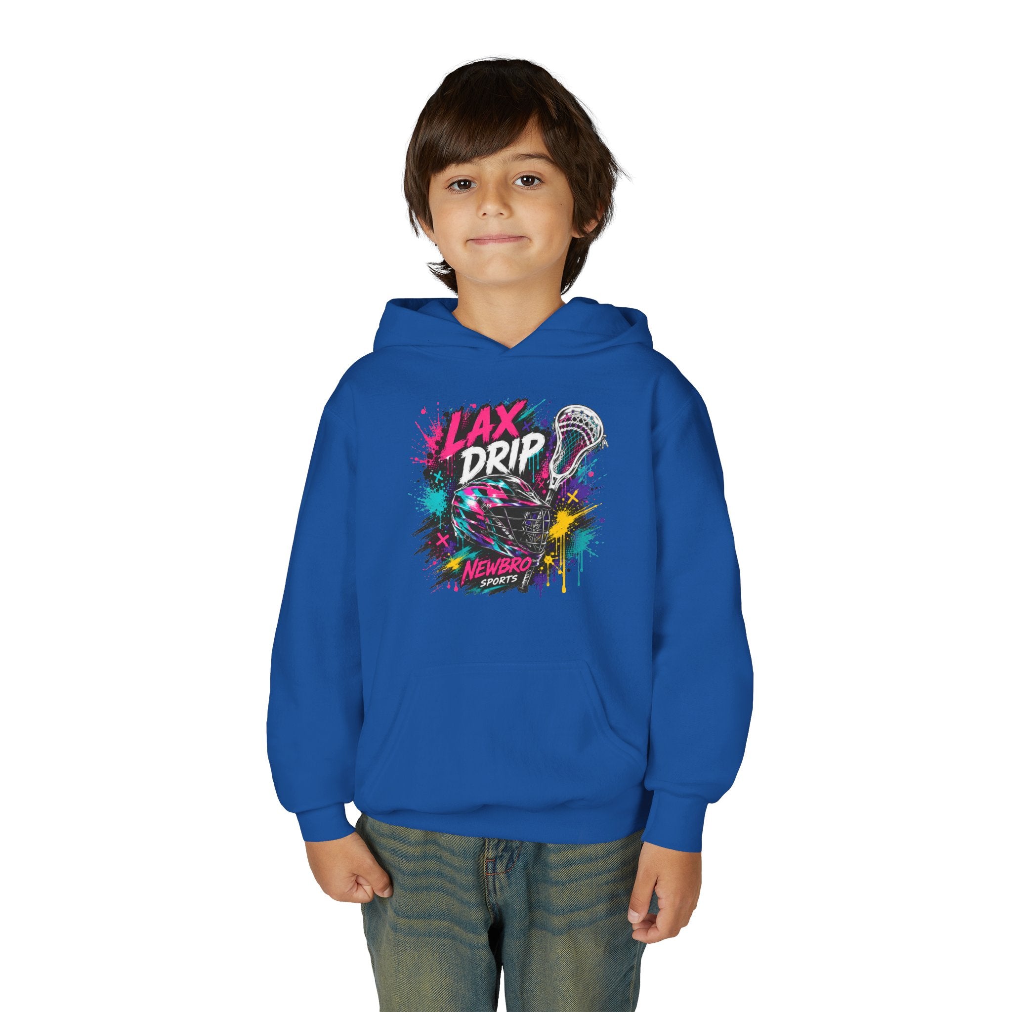 LAX DRIP Youth Lacrosse Hoodie — Neon Splash Graphic Sweatshirt
