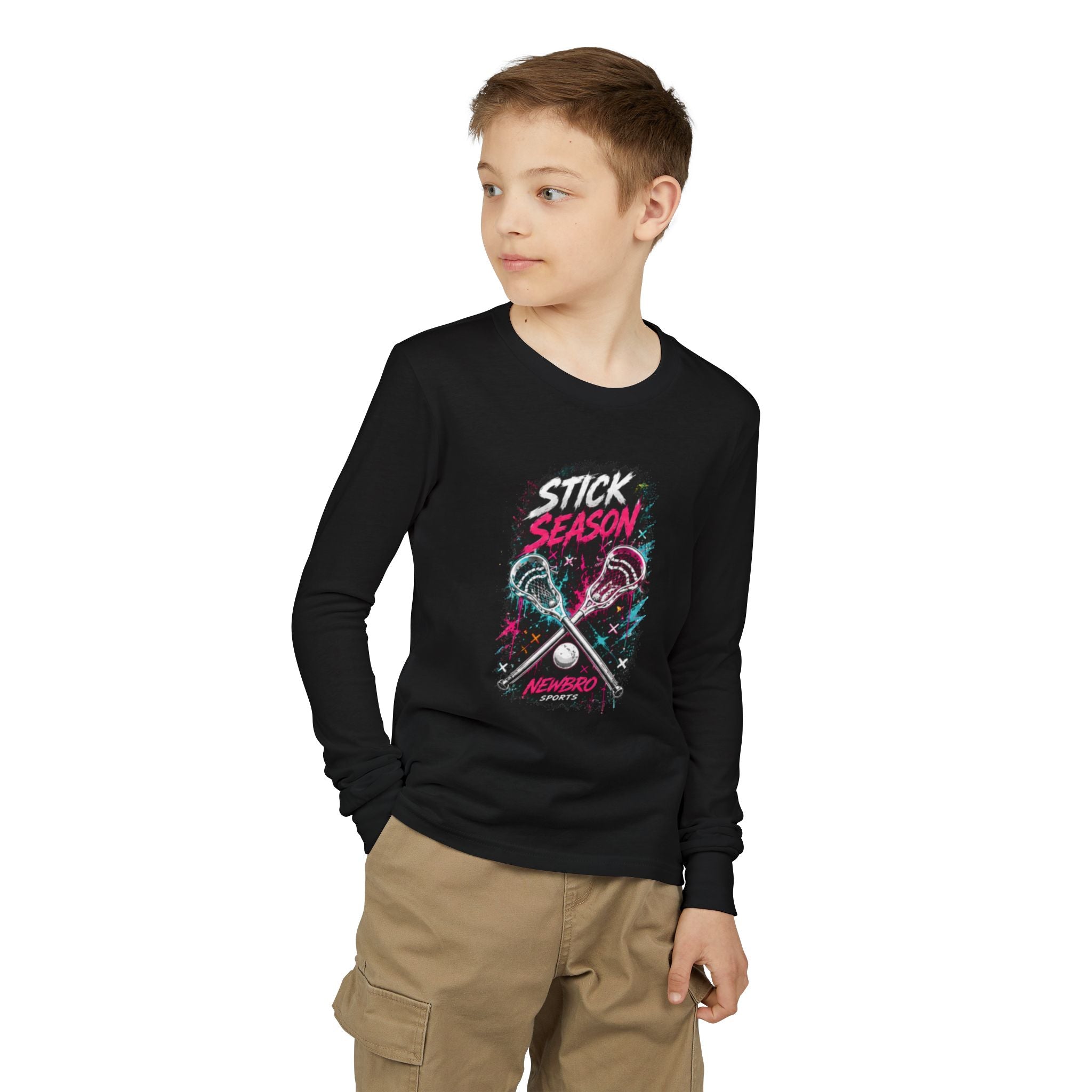 Stick Season Youth Long Sleeve Tee - Lacrosse Graphic "No Mercy"