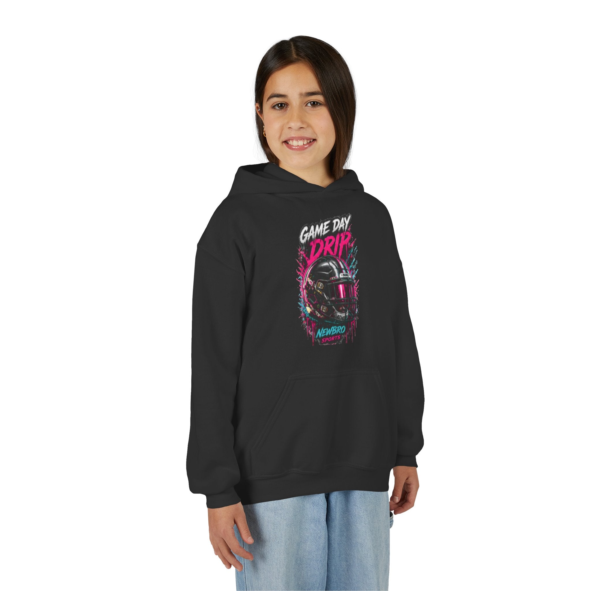 Youth Football Hoodie "Game Day Drip" — Retro Helmet Graphic