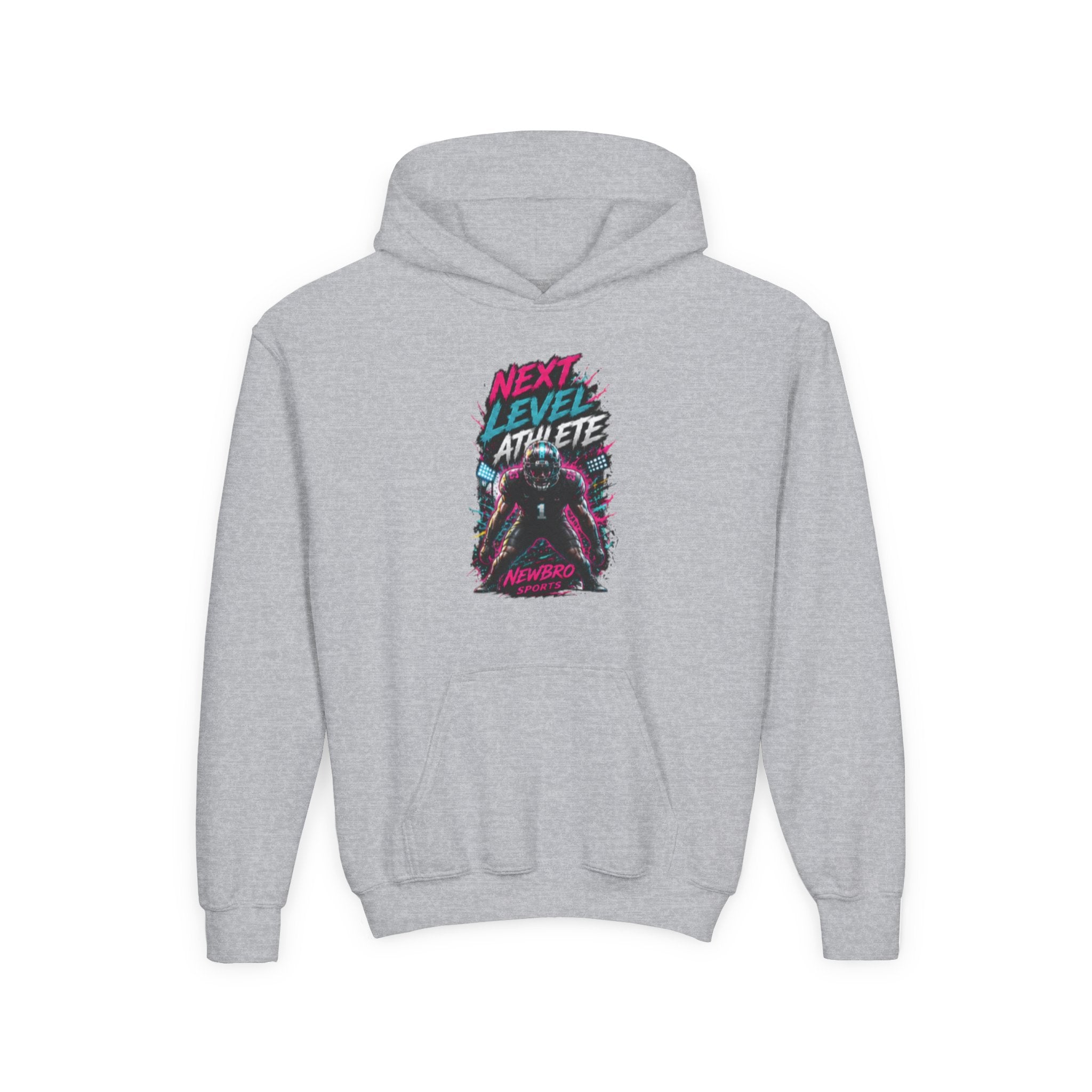 Youth Hoodie — "Next Level Athlete" Retro Neon Sports Sweatshirt