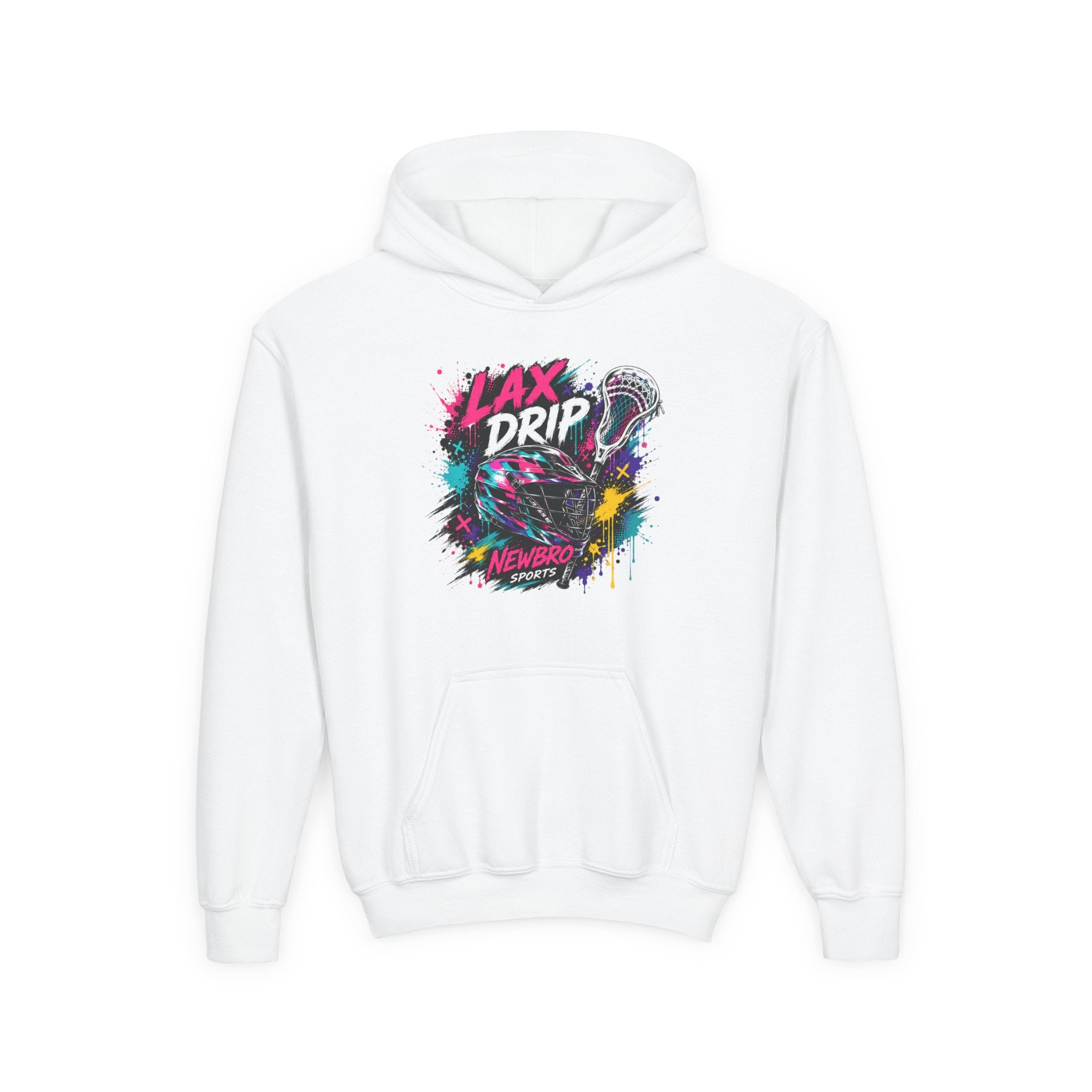 LAX DRIP Youth Lacrosse Hoodie — Neon Splash Graphic Sweatshirt