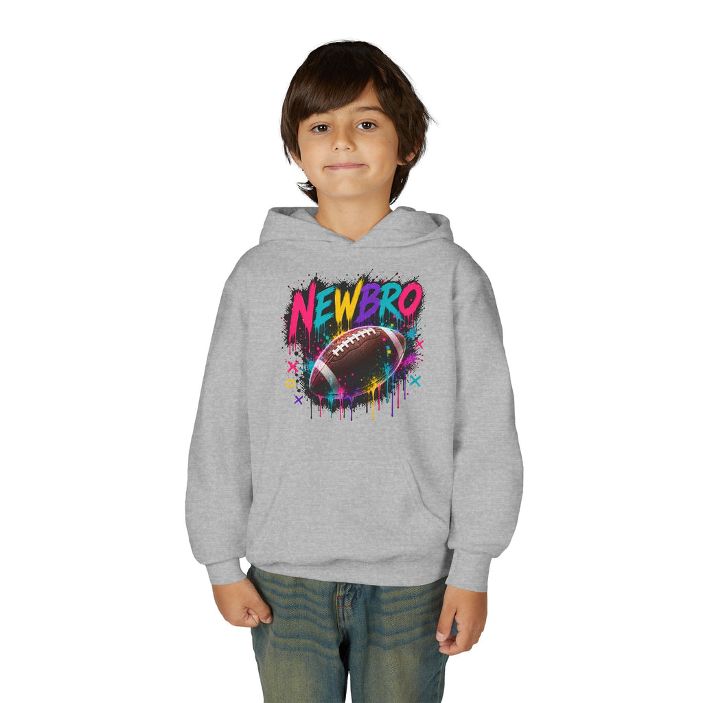 Youth Hoodie - "NEWBRO" Neon Football Graphic