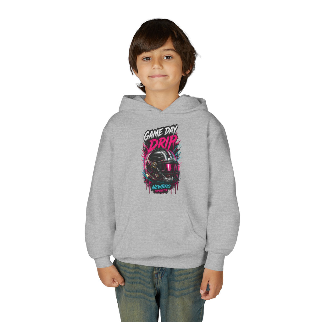 Youth Football Hoodie "Game Day Drip" — Retro Helmet Graphic