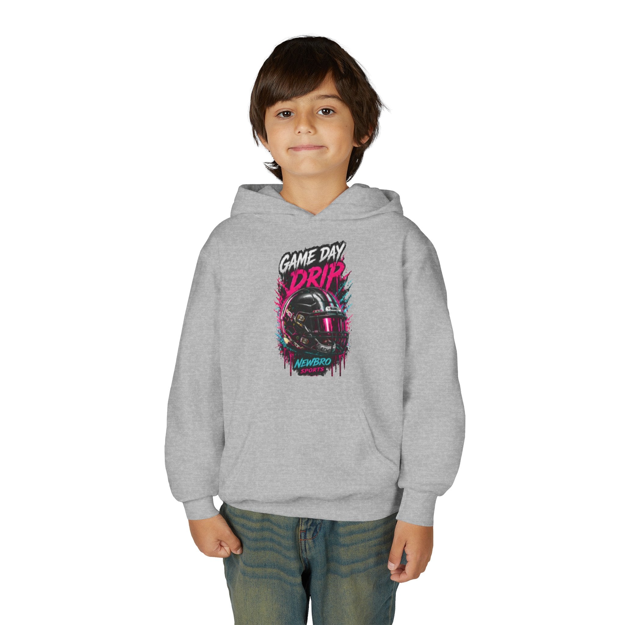Youth Football Hoodie "Game Day Drip" — Retro Helmet Graphic