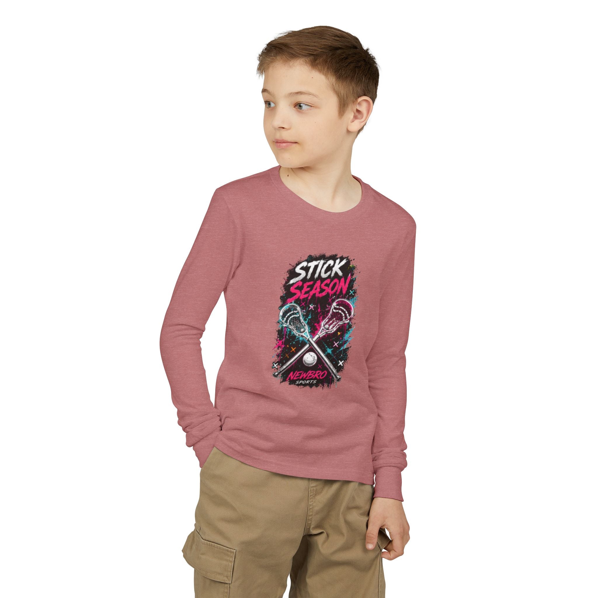 Stick Season Youth Long Sleeve Tee - Lacrosse Graphic "No Mercy"