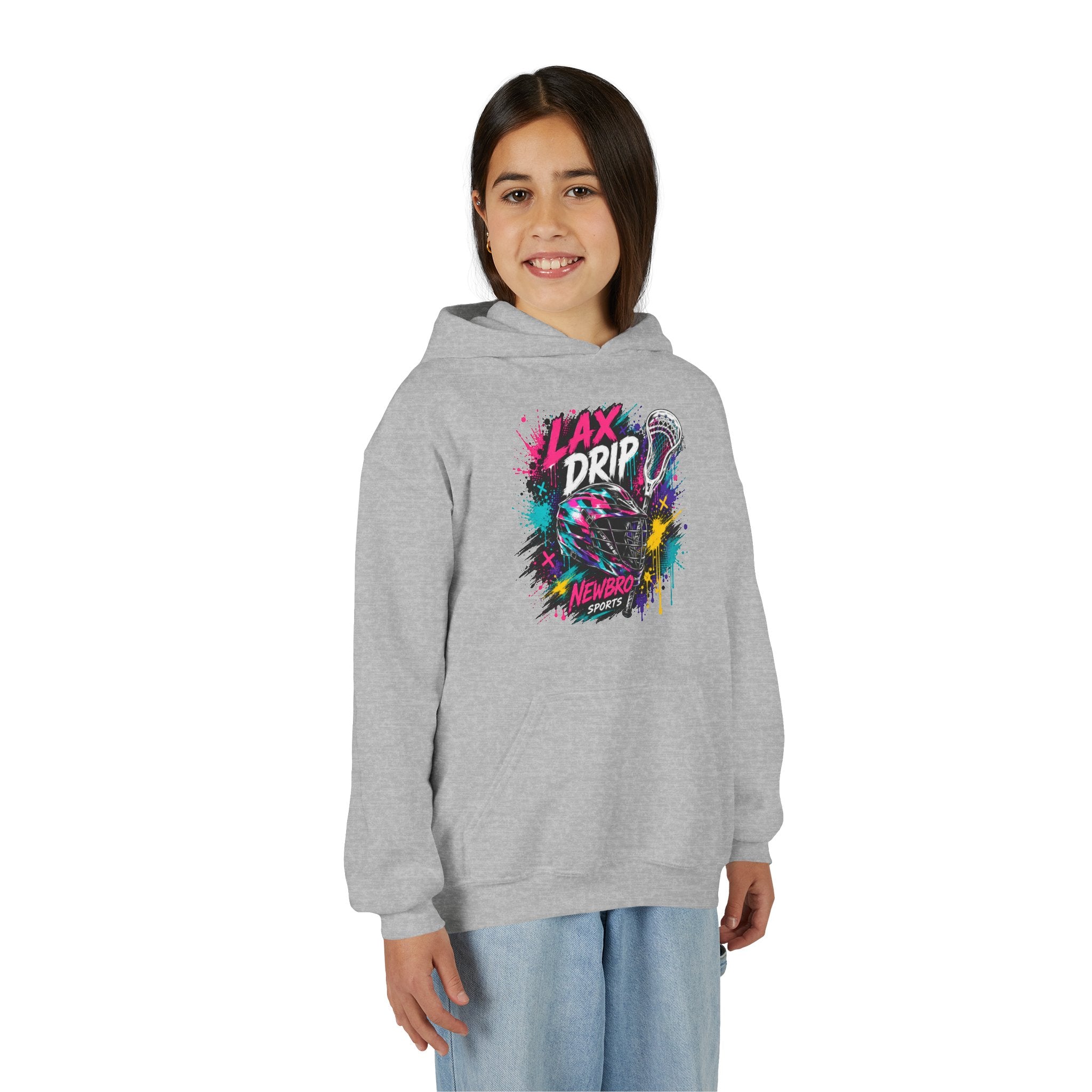 LAX DRIP Youth Lacrosse Hoodie — Neon Splash Graphic Sweatshirt