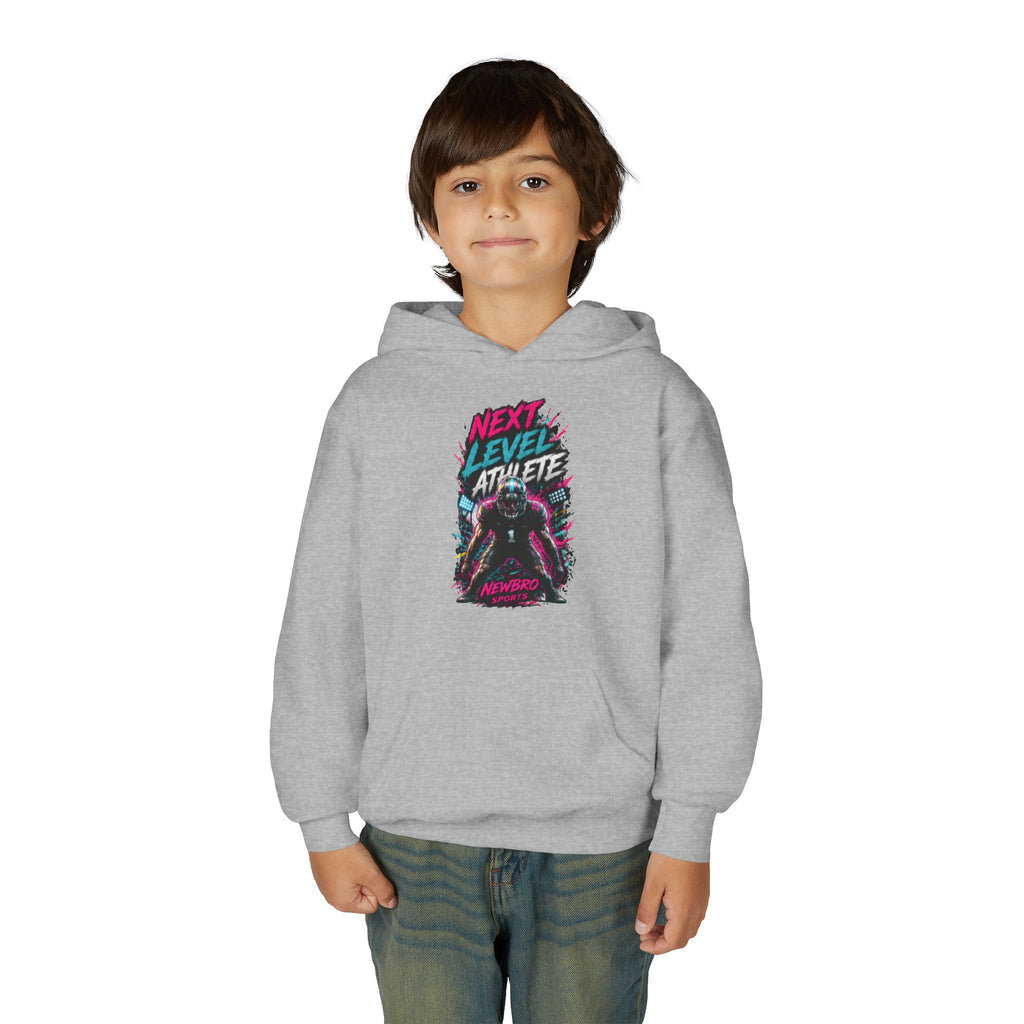 Youth Hoodie — "Next Level Athlete" Retro Neon Sports Sweatshirt