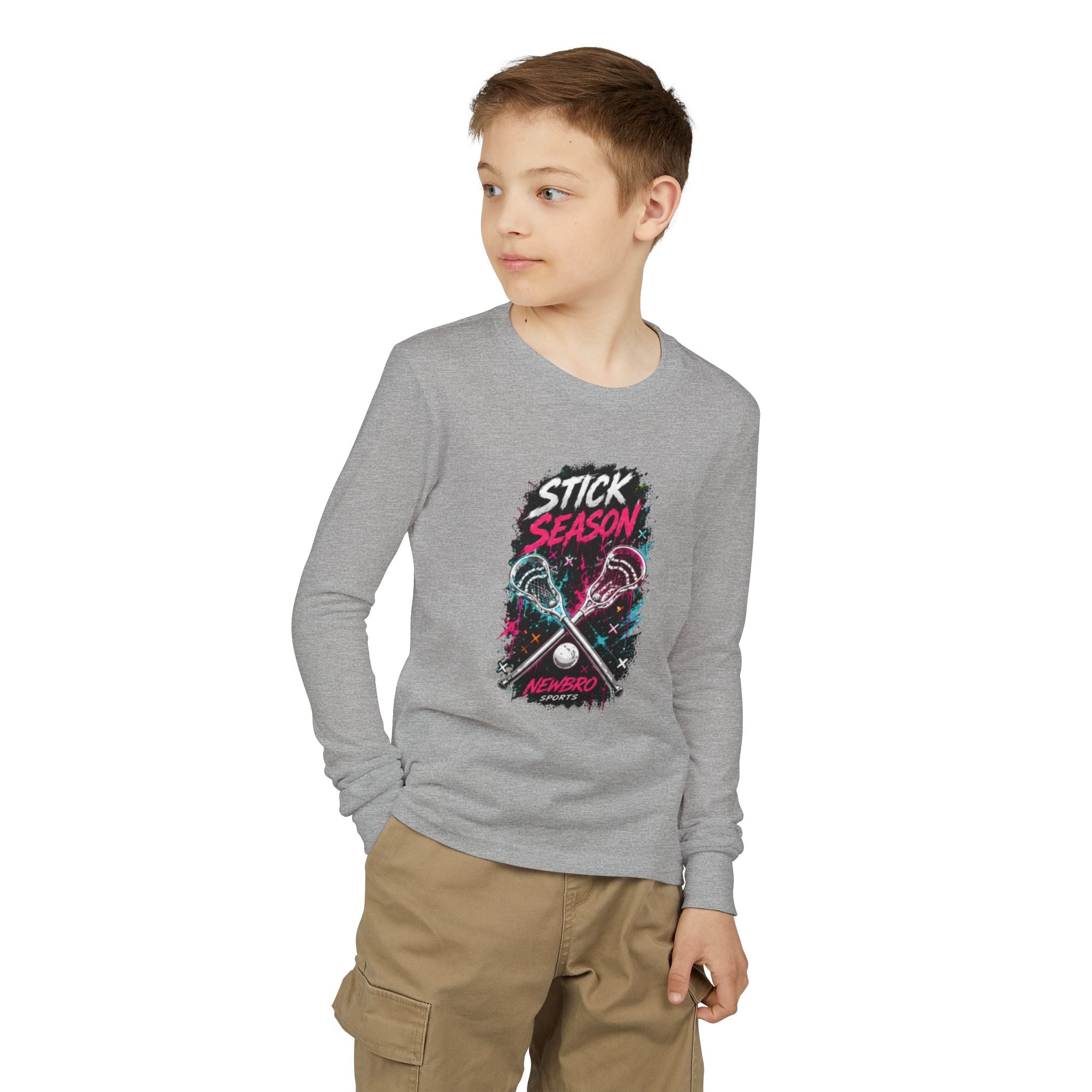 Stick Season Youth Long Sleeve Tee - Lacrosse Graphic "No Mercy"