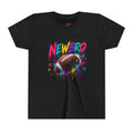Youth Football Graphic Tee – "NEWBRO" Colorful Grunge Football Design