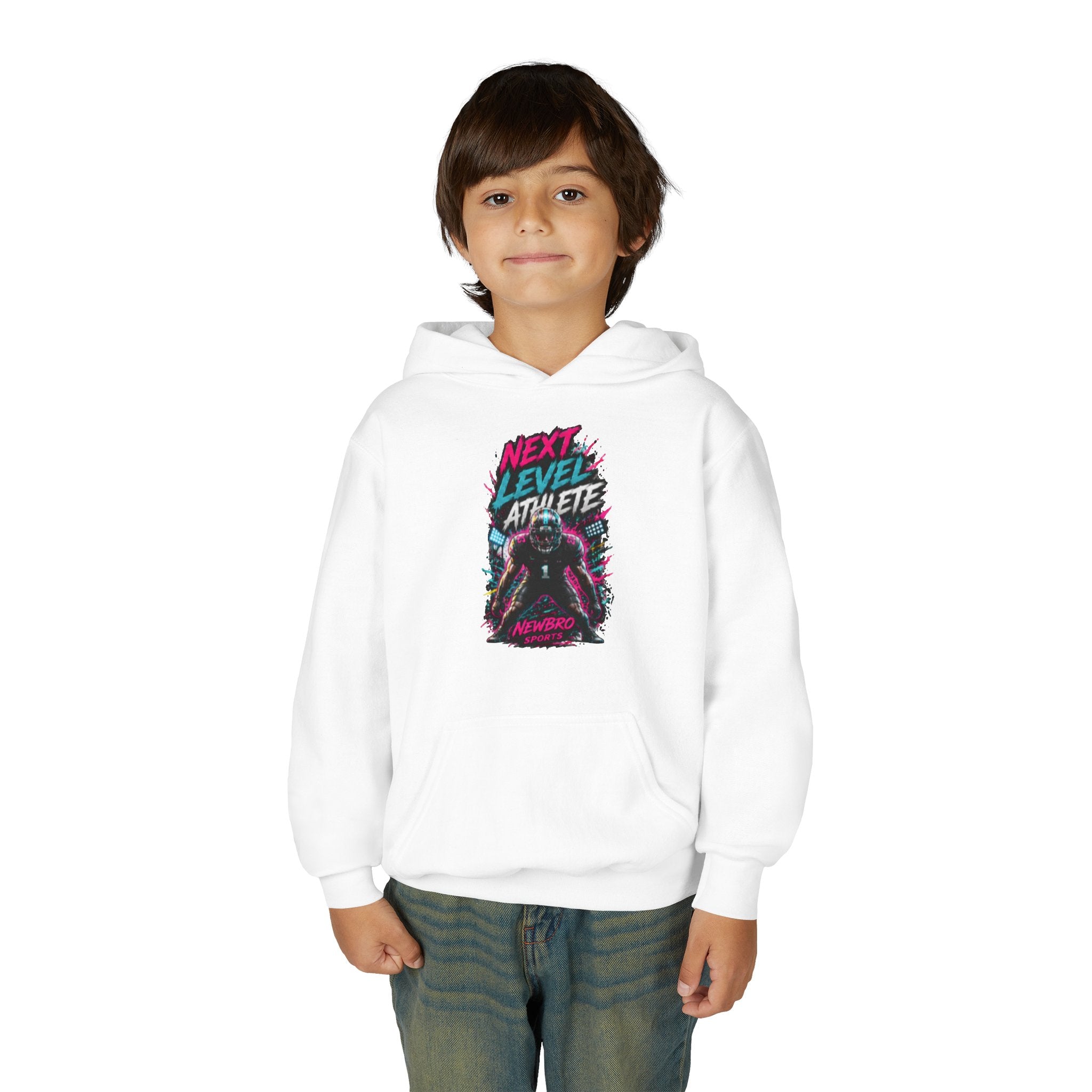 Youth Hoodie — "Next Level Athlete" Retro Neon Sports Sweatshirt